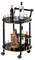 Round Wood Serving Bar Cart Tea Trolley with 2 Tier Shelves and Rolling Wheels